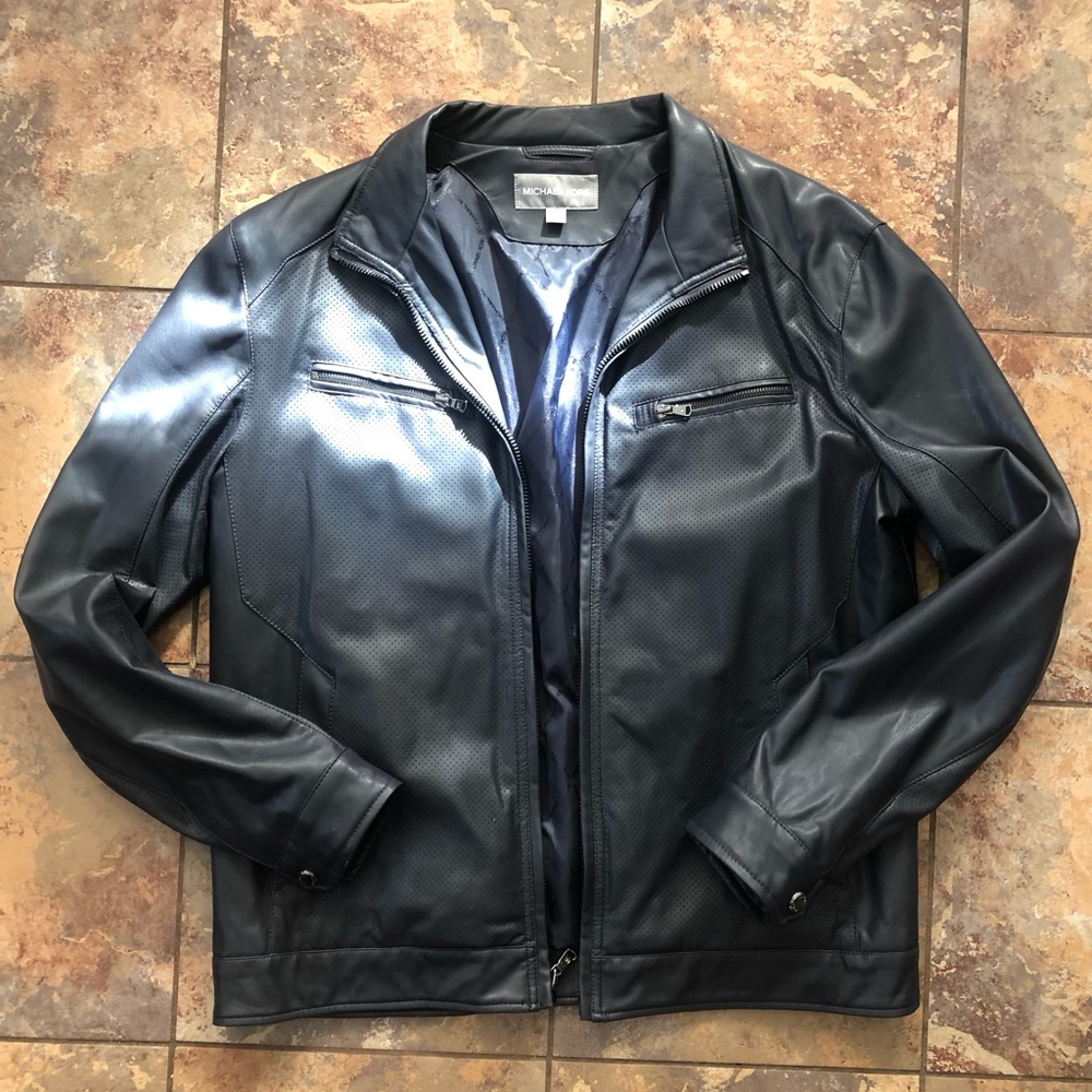Michael Kors grey/blue Lightweight Leather/polyurethane Jacket